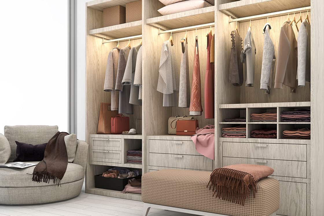 Closet Remodel Ideas Closet with LED strip lighting