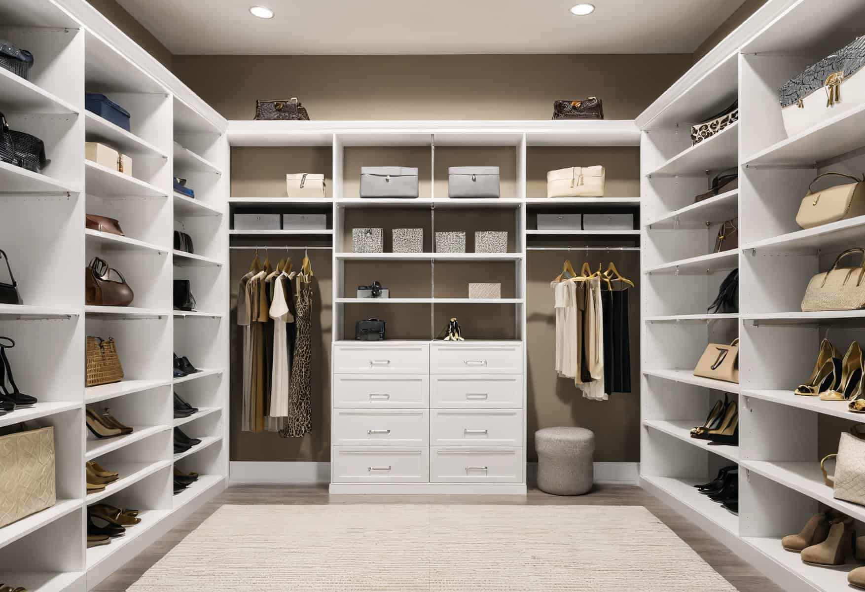 Functional and stylish walk-in closet with personalized design. 