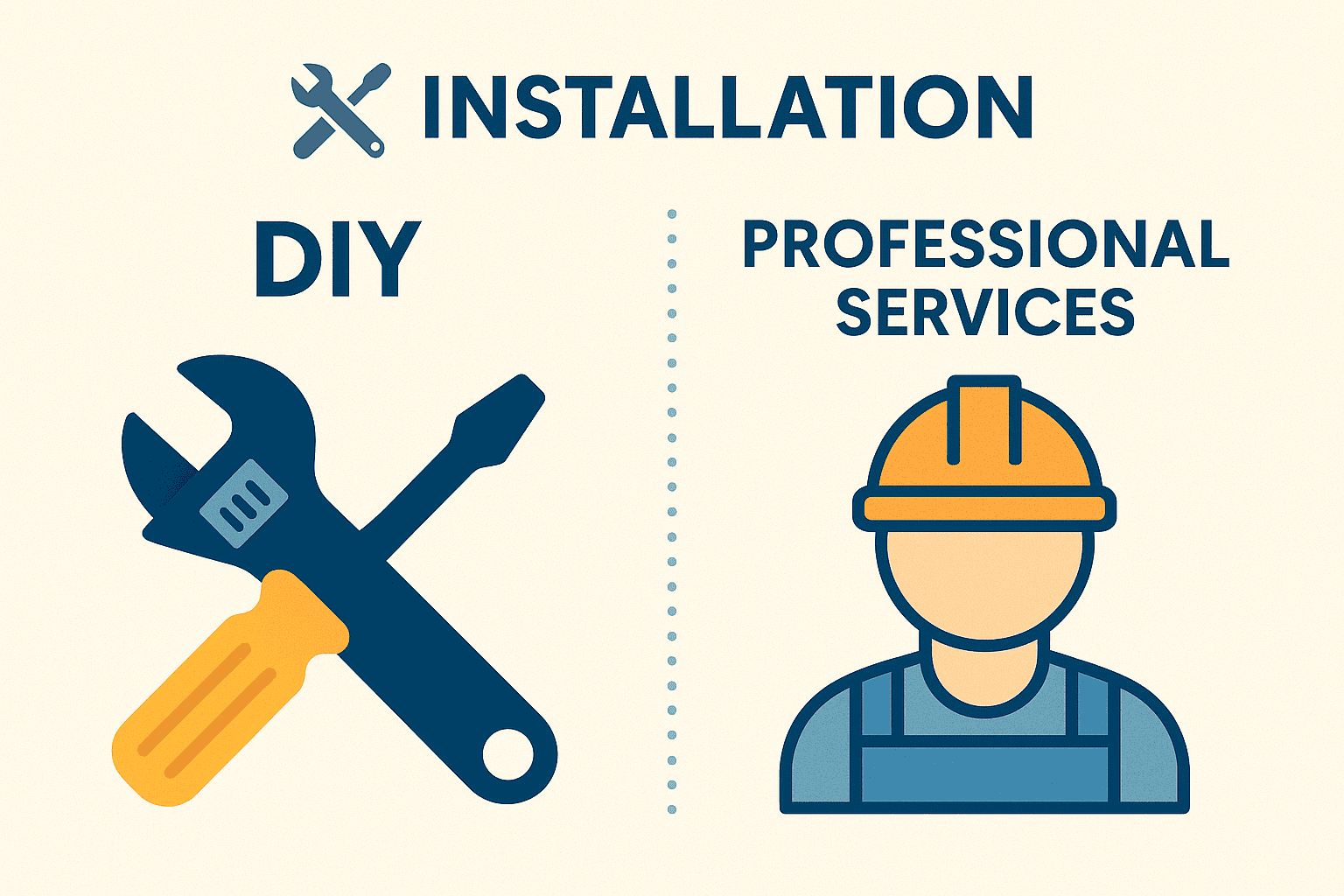 DIY vs. Professional Garage Rack Installation in Sarasota Graphic comparison of DIY and professional installation methods for garage racks