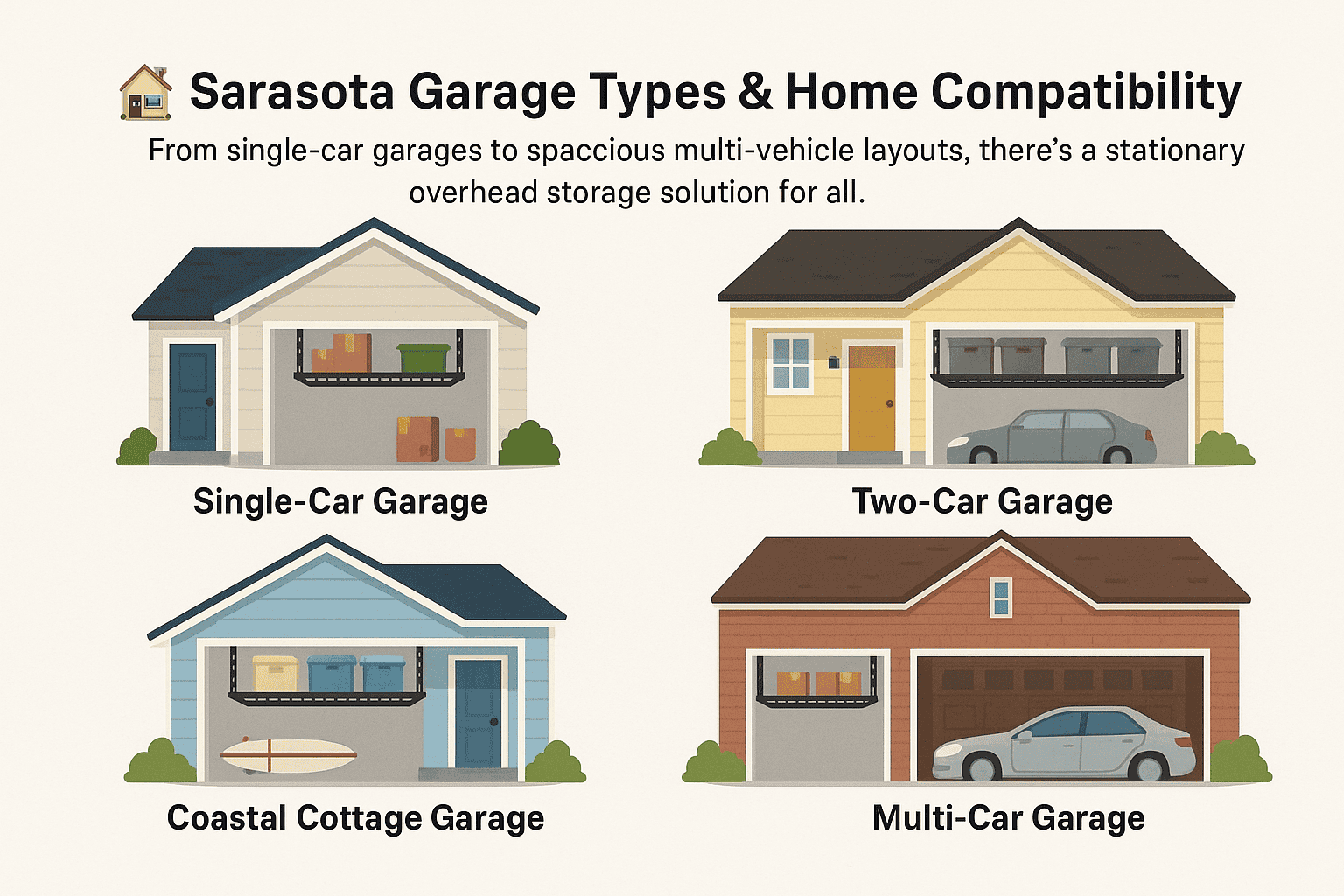 Sarasota Garage Compatibility with Overhead Rack Systems